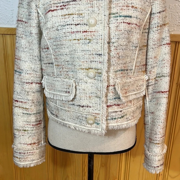 Worth Cream Tweed Short Button-Up Jacket Sz-10 - Picture 3 of 11